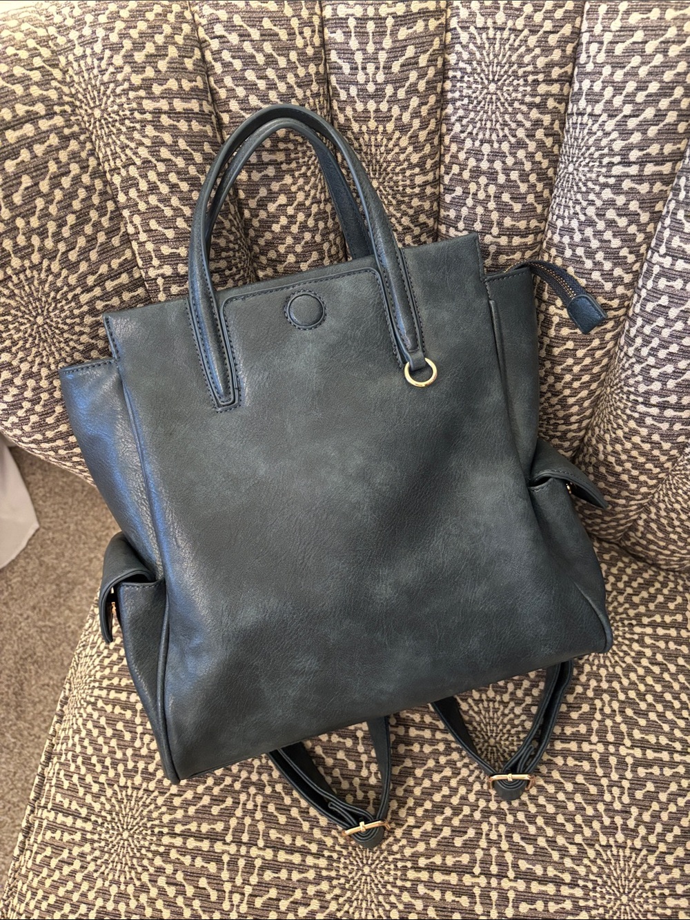Daily Tote Pack Backpack Bag Faux Leather Blue Grey New without tags Travel